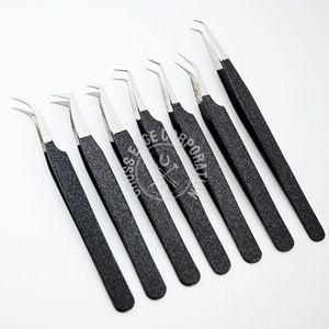 Pince à épiler pour extensions de cils, pointe en fibre droite, pointe isolante pointue, courbée, classique, 45 et 90 degrés, ensemble de pinces pour extensions - Product Image 1
