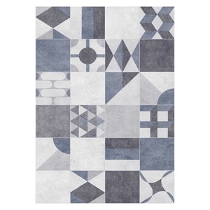 Tapis de salon en chenille gris argenté à motif design imprimé numériquement, lavable en machine, antidérapant - RUGS DEPOT LXDP-0549 (vente en gros) - Product Image 1