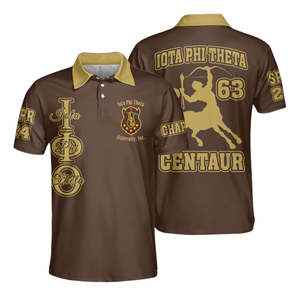 Maglietta polo Iota Phi Theta 1963 da uomo, in cotone ricamato della lega Ivy, con logo della confraternita greca - Product Image 3