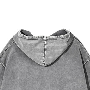 Sweat à capuche zippé oversize pour homme, qualité supérieure, personnalisé, style streetwear, délavé à l'acide, uni, vintage, sans motif - Product Image 3