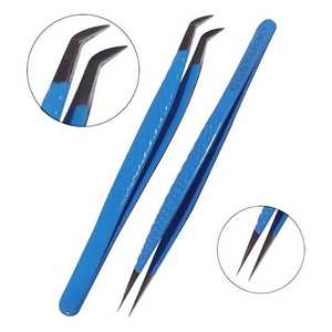 Meilleure vente en acier inoxydable à 90 degrés crochet Extensions de cils en fibre droite pince à épiler anti-magnétique Durable pointe lisse - Product Image 2