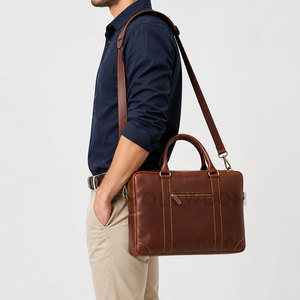 Sac pour ordinateur portable en cuir élégant et simple pour hommes, avec un matériau durable, léger et de grande capacité, pour le travail, les voyages et une utilisation professionnelle - Product Image 4
