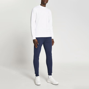 Haute qualité coton hommes Sport Cargo pantalon décontracté pleine longueur pantalons de survêtement taille élastique léger taille moyenne fermeture lavage foncé - Product Image 2