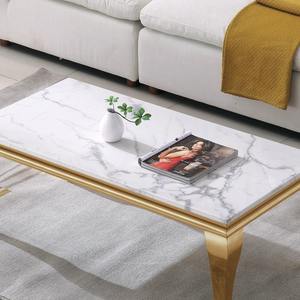 Mesa de Centro y Mesa Auxiliar Modernas de Alta Gama, Ecológicas, con Borde Dorado de Lujo, para Sala de Estar, Muebles para el Hogar - Product Image 3