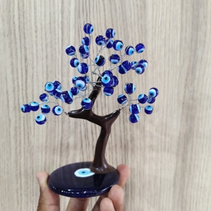Fait à la main bleu turc mauvais œil arbre hibou oeil perles sur mauvais œil plaque bonne chance charme sagesse stabilité Fengshui Kavach - Product Image 4