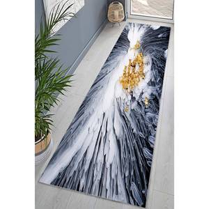 Tapis imprimé de fleurs abstraites dorées et blanches, motif moderne et contemporain, tapis en chenille - Product Image 4
