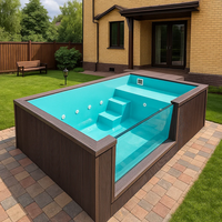 Maison Conteneur Hors Sol Acrylique Piscine Piscina Petite Taille Spa jacuzzi Bain à Remous Piscine Familiale Extérieure sur le Toit