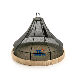 Plateau en jonc de mer tissé à la main avec couverture alimentaire en lin multifonctionnel dans les décorations du Ramadan - Product Image 2
