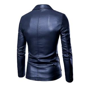 Veste universitaire en cuir et laine noire pour homme, automne, bleu décontracté, col montant, logo frontal, tailles asiatiques, kaki, M-5XL - Product Image 3