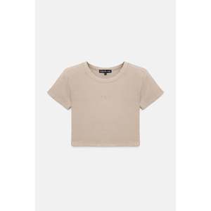 เสื้อครอปท็อปผ้าคอตตอน 100% แบบริบ สำหรับผู้หญิง ปักโลโก้ด้วยหิน ทรงลำลอง ฟรีไซส์ ระบายอากาศได้ดี - Product Image 6