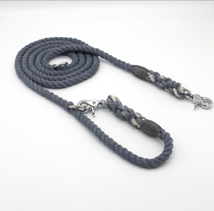 SAdjustable เชือกฝ้ายสีน้ําเงินริมทะเลสายจูงสุนัข - สายจูงสุนัขแบบเปิดประทุนได้เชือกฝ้ายสีชุดสายจูงสุนัขทําด้วยมือชุดสายจูงสัตว์เลี้ยง - Product Image 2