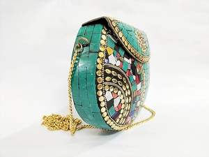 Beautiful Mosaic Work Women Purses Evening Metal Clutch <b>Designers</b> Envelope <b>Bags</b> for Multi Event Use Fashion Indian Vintage - Product Image 6