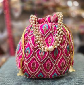 Bolsa de Potli bordada de Gota India hecha a mano para mujer, nuevo vestido Vintage, bolso de regalo de boda a la moda, vestido Vintage indio hecho a mano - Product Image 6