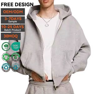 Sudadera con Capucha de Felpa 100% Algodón Grueso Estilo Urbano OEM, Sudadera con Capucha Extra Grande de Doble Capa con Cierre y Logotipo Personalizado para Hombre - Product Image 1