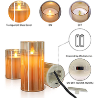 Pilier réaliste en verre ambré à piles sans flamme à LED 6 "x 3" simple avec flamme mobile et télécommande pour la maison
