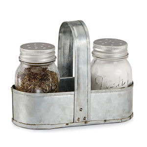 Salero y pimentero de granja galvanizado con soporte para palillos de dientes - Product Image 4