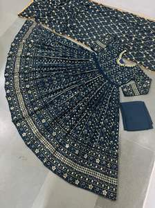 Robe de créateur en tissu imitation Georgette avec broderie lourde et séquence, manches longues entièrement cousues - Product Image 4