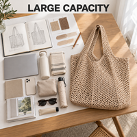 Sac fourre-tout tricoté personnalisé, design à ouverture large, logo personnalisé pris en charge, vente en gros directe d'usine