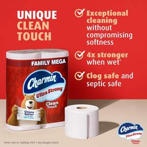 CharminUltra Strong Clean Touch <b>Toilet</b> Paper, 24 Family Mega Rolls = 120 Regular Rolls - Product Image 5