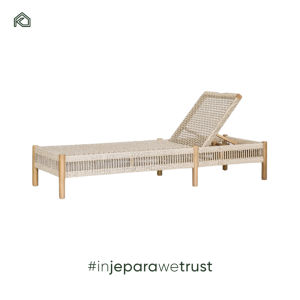 Natural Teak Wood Garden Sun Lounger Rope Rattan <b>Recliner</b> Outdoor Daybed <b>Chair</b> Furniture with <b>Cushion</b> for Resort and Villa - Product Image 1
