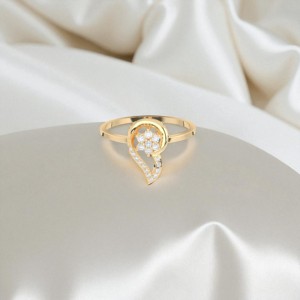 0.13 carats F-G/VS Lab Grown Round Cut Diamond Prong Set Bague fantaisie légère et aérée en or massif 10K, 14K, 18K - Product Image 5