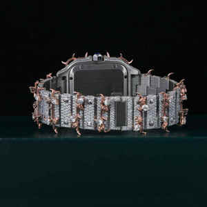 Vente chaude VVS Moissanite Diamant Montre Entièrement Automatique Rose Blanc Couleur Épines De Luxe Glacé Montre pour Hommes Femmes Cadeau - Product Image 2