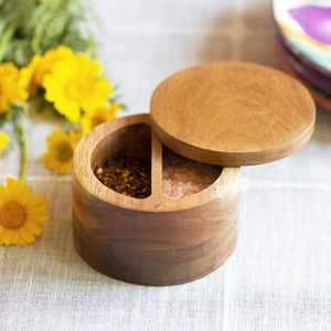 Juego de Azucareros de madera de Color marrón de calidad de lujo, juego de tazones de sal y pimienta de madera pura de tamaño mediano de nuevo diseño con tapa - Product Image 5