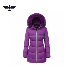 Veste bouffante tissée respirante pour femmes capuche en fourrure épaisse automne chaud polyester lourd remplissage coque en Nylon couleur personnalisée - Product Image 2