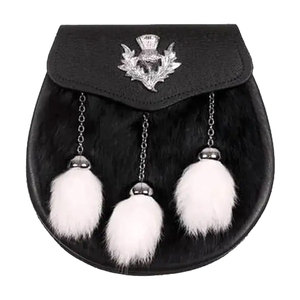 Sporran หนังแบบปรับแต่งได้เต็มรูปแบบพร้อมพู่โซ่3เส้นพร้อมสายรัด sporran และกระเป๋า sporrans ทรงสูง - Product Image 4