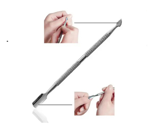 Empujadores de cutículas de acero inoxidable de doble punta profesional, herramienta de cuidado de uñas para limpieza, uso de salón con logotipo personalizado - Product Image 3