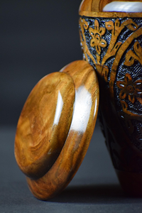 Handcrafted Rosewood Cremation Urn Floral Carved Memorial <b>Keepsake</b> Cremation Urn for <b>ashes</b> - Product Image 2