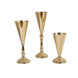Luxurious Flower Vase Set of Three Wedding Party & House Decoration Living Room Gold Finished Flower Pot Home Outdoor Garden