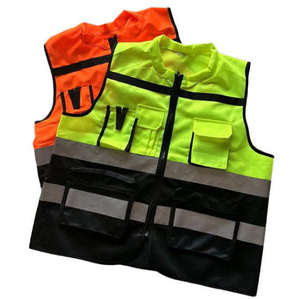 Nouveau gilet de travail en polyester orange haute visibilité pour la construction, uniforme de sécurité réfléchissant pour l'extérieur et la nuit, promotionnel - Product Image 2