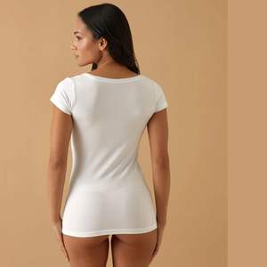 Camiseta de manga corta con cuello redondo para mujer, algodón elástico, suave y transpirable, ajuste cómodo Jadea - Product Image 5