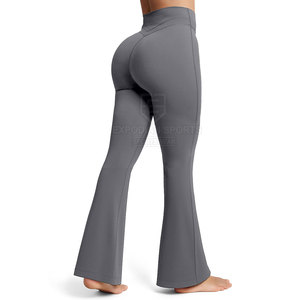 <b>Flared</b> Gym Fashion Women's Regular Fit Mid Elastic Waist Winter Breathable Eco-Friendly Full Length Flare <b>Leggings</b> - Product Image 2