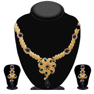Kriaa Fine Jewelry Set Collier Plaqué Or avec Pierre Bleue Autrichienne 2100106 - Product Image 1