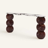 Table basse console d'entrée de style moderne en marbre travertin unique, mobilier de maison de luxe Newstar