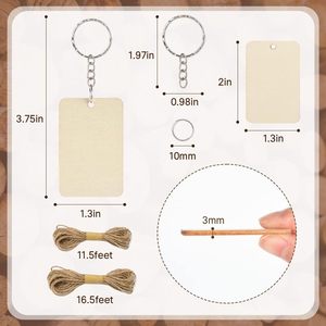 พวงกุญแจไม้ชุดพวงกุญแจชิ้นไม้ที่ยังไม่เสร็จพวงกุญแจเชือกปอกระเจาสำหรับงานฝีมือแบบทำมืออุปกรณ์หนึ่งชิ้น - Product Image 6