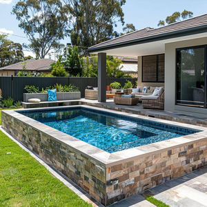 Hôtel Villa de jardin, <span class=keywords><strong>piscine</strong></span> rectangulaire semi-enterrée de luxe, <span class=keywords><strong>piscine</strong></span> en fibre de verre à débordement infini en pierre naturelle avec spa - Product Image 3