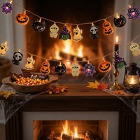 Guirlandes lumineuses d'Halloween 20 LED, lumières féériques d'automne, décorations à piles en option, guirlandes lumineuses mignonnes en forme de crâne pour la maison, la cour et le patio
