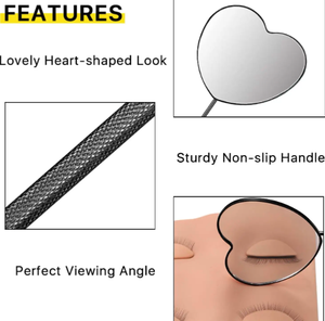 กระจกแต่งหน้าสเตนเลสรูปหัวใจใช้ซ้ำได้สำหรับการต่อขนตาอุปกรณ์เสริมสำหรับการต่อขนตา - Product Image 1