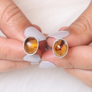 ต่างหูห้อยสำหรับงานแต่งงานอินเทรนด์พลอยทำด้วยมือสีเงินแท้สีเหลืองอำพันบอลติก925เครื่องประดับดีไซน์เนอร์จากธรรมชาติ - Product Image 5
