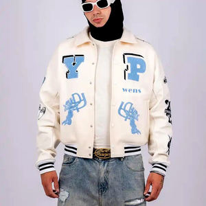 Blouson de baseball en cuir de moto avec logo brodé chenille vintage personnalisé bombardier d'hiver en cuir pour l'extérieur veste universitaire Lettermen - Product Image 1