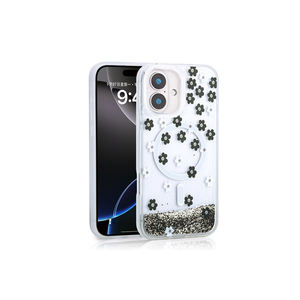 Coque de téléphone en silicone transparente de luxe pour iPhone 16 Plus, effet liquide pailleté Quicksand, coque arrière antichoc avec design imprimé - Product Image 2