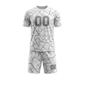 Ensemble de maillot de football vert olive personnalisé, imprimé avec des lignes géométriques, uniforme de football sublimé, kit d'entraînement d'équipe, tenue de sport pour hommes - Product Image 2