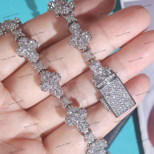 Collar de Cadena de Tenis con Cruz de Plata y Diamantes de Imitación Moissanite, Estilo Hip Hop, para Hombre y Mujer - Product Image 3