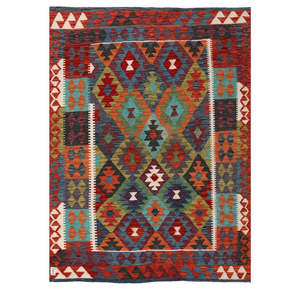 Alfombra Kilim de Maimana, Afganistán, 209 x 153 cm, Juego de Alfombras - Product Image 1