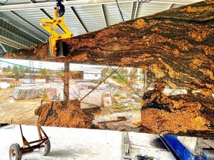 Comptoirs de granit rétroéclairés dorés en granit noir fusion du Brésil décoration murale vente en gros - Product Image 5