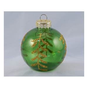 Adorno de Plástico para Árbol de Navidad, Bola de 6cm en Verde y Dorado, Diseño de Santa Claus, TE191600, 1 Pieza - Product Image 1