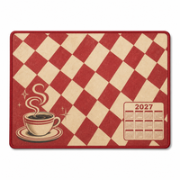 Tapis de bar rétro vintage, panneau calendrier 2027, tapis à boisson RPET, tapis de table antidérapant et absorbant pour la maison, le bar, le café